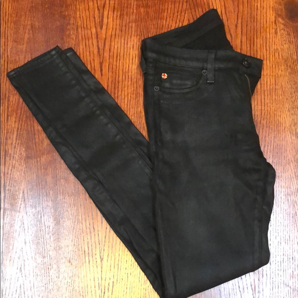 Hudson “Krista” Super Skinny Blk Waxed Denim